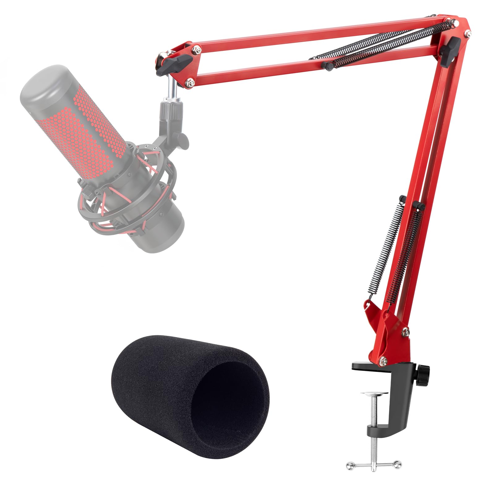 Red Mic Arm Compatible With Hyperx Quadcast S - Premium Quadcast S Microphone Boom Arm For Gaming, Streaming By Youshares
