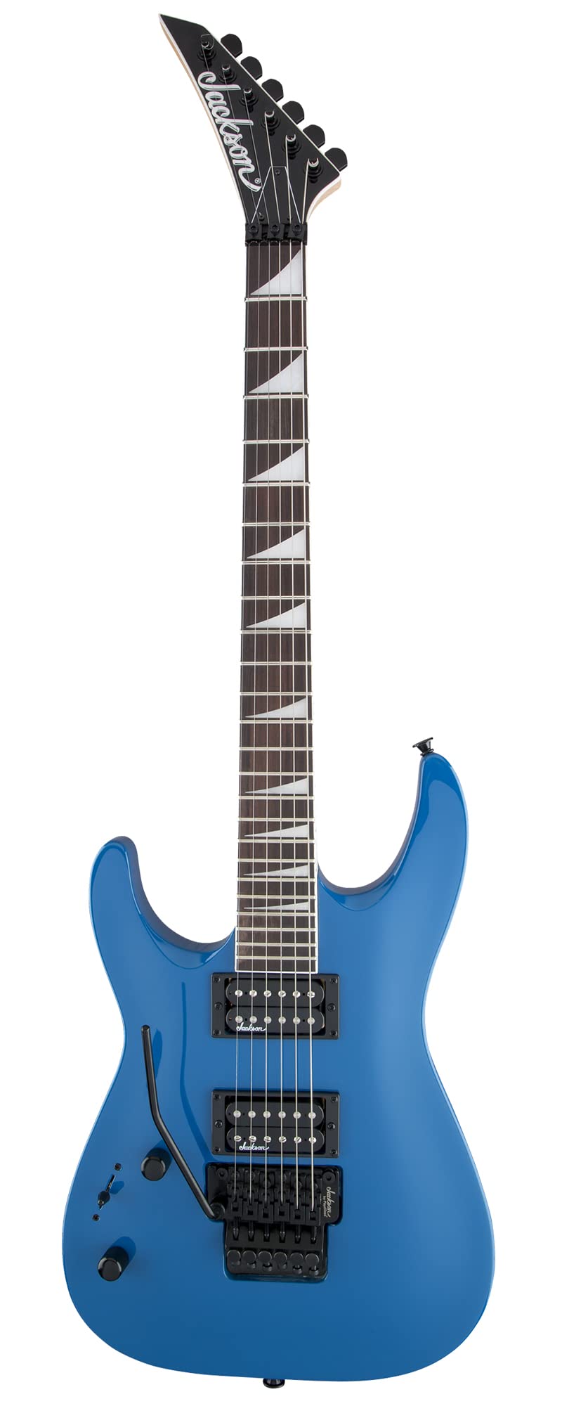 Jackson Dinky Arch Top JS32 DKA Left-Handed Electric Guitar - Bright Blue Bundle with Cable, Tuner, Strap, Picks, and Austin Baz