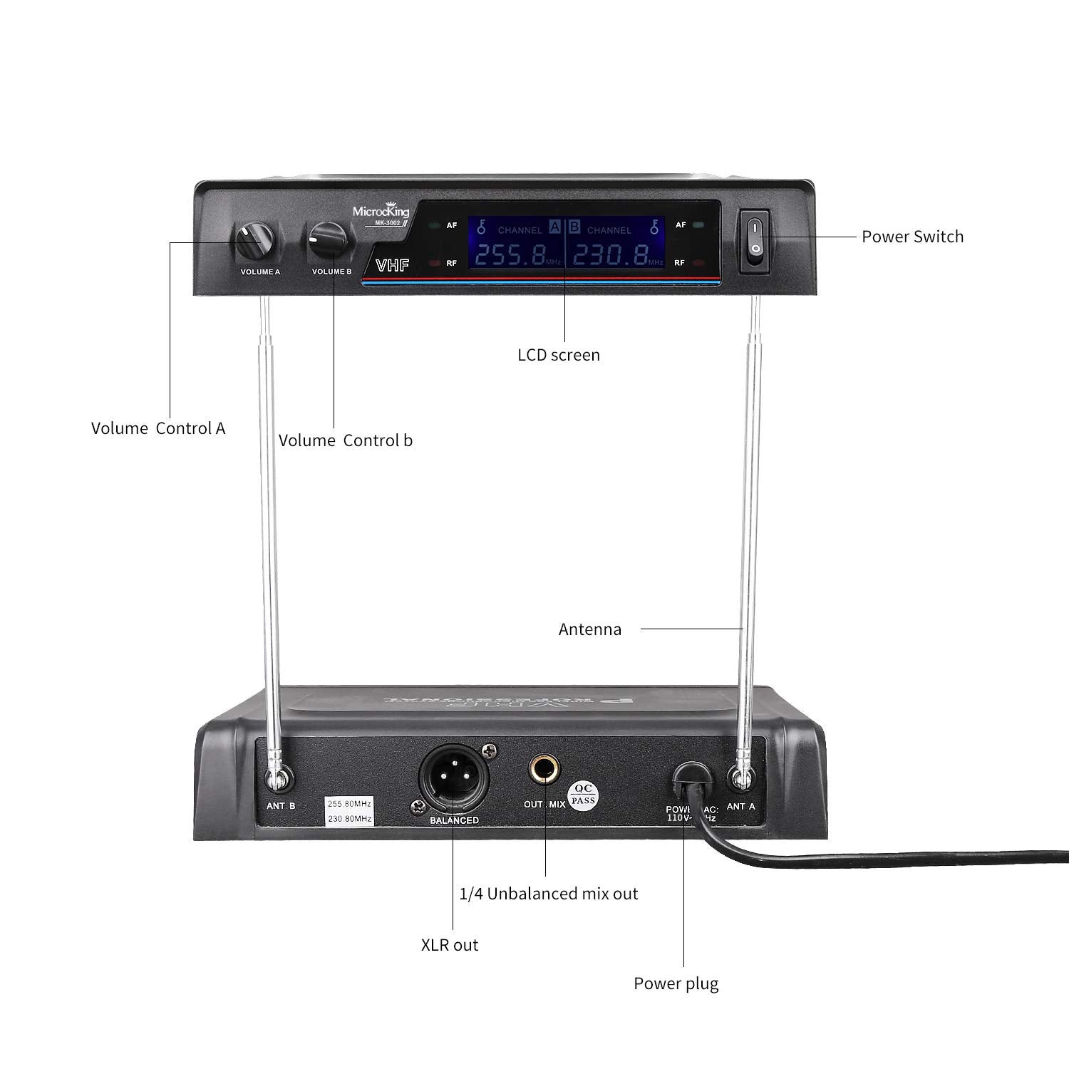 MicrocKing Wireless Microphone System Dynamic Handheld Microphones,150 Ft Operating Range,16 Hours Continuous Use,Ideal for Kara