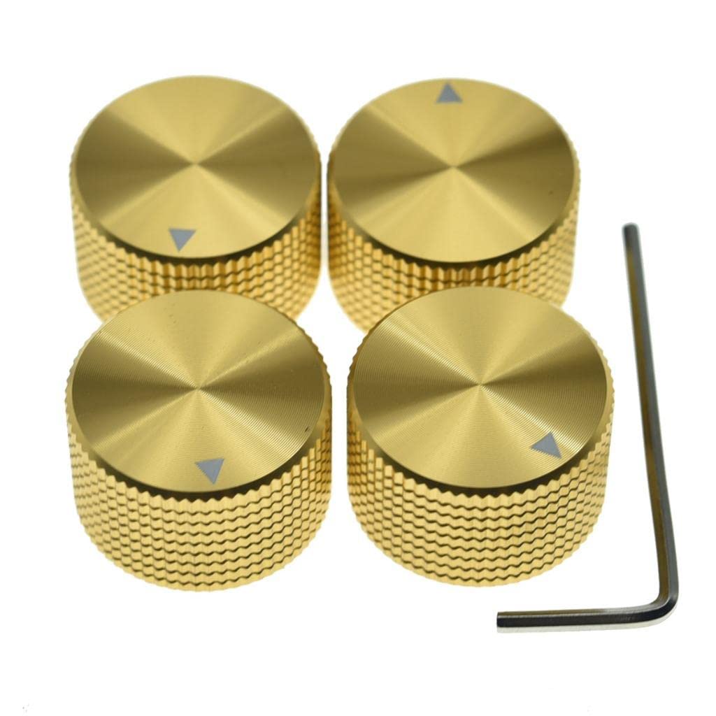 4Pcs 25 * 15.5Mm Aluminium Potentiometer Knobs 1/4 ''(6.35Mm) Universal Metal Pot Control Knobs With Indicator & Set Screw For G