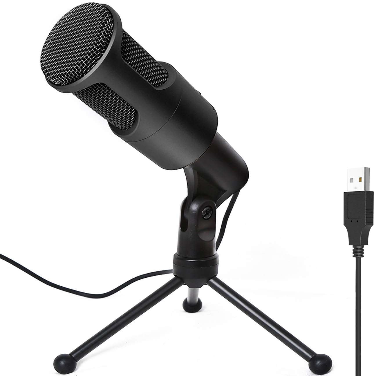 LOKUKA PC USB Microphone, Podcast Condenser Mic with Foldable Tripod Mute Switch for Streaming, Gaming, Podcasting, Recording, C
