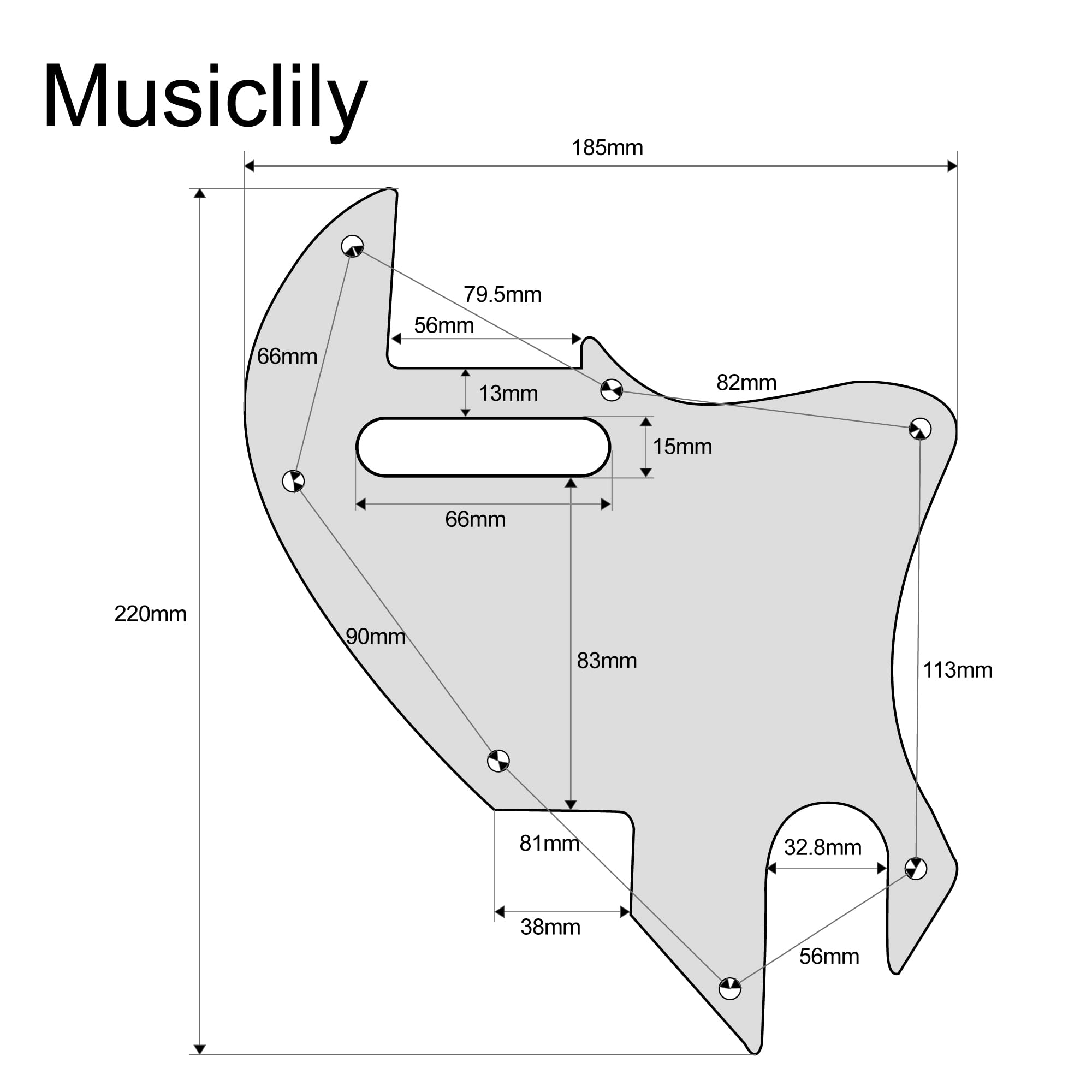 Musiclily Pro 7 Holes Guitar Pickguard for Fender F-Hole Hybrid Tele Style Electric Guitar, 4Ply Vintage Tortoise