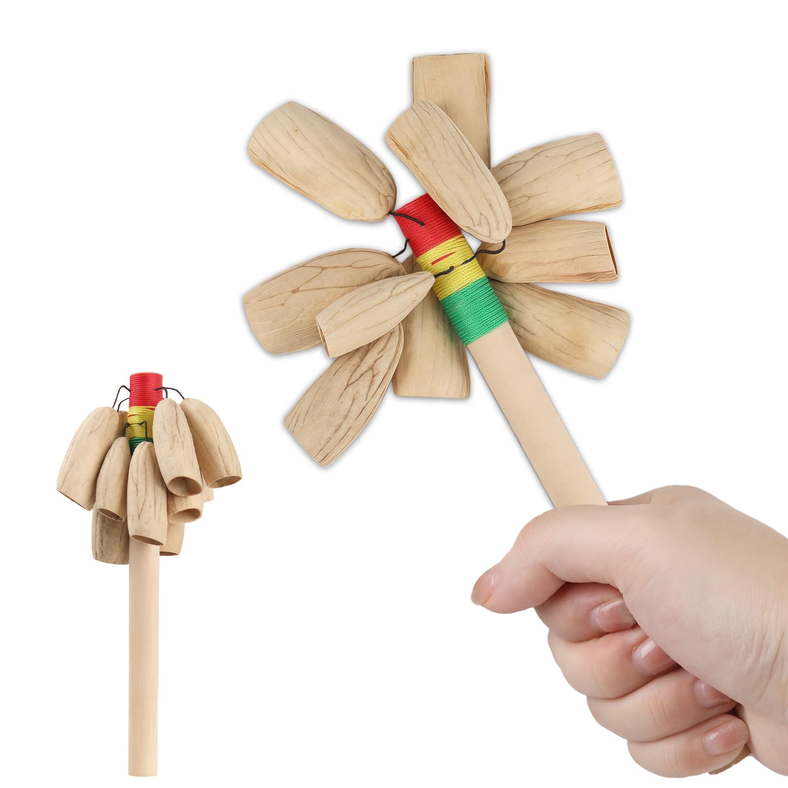 GOGHOST African Natural Maraca Shaker 7.8 x 3.1 Cacho Seed Pod Rattle Handmade Percussion Gifts Peruvian Musical Instrument - Na