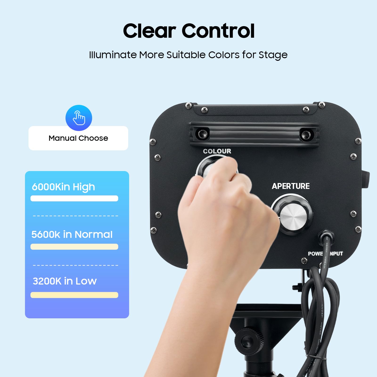 Stage Spotlight, 230W Follow Spot Light Manual Control Spotlight Stage Light w/Tripod Bracket, Adjustable Aperture DJ Wash Light