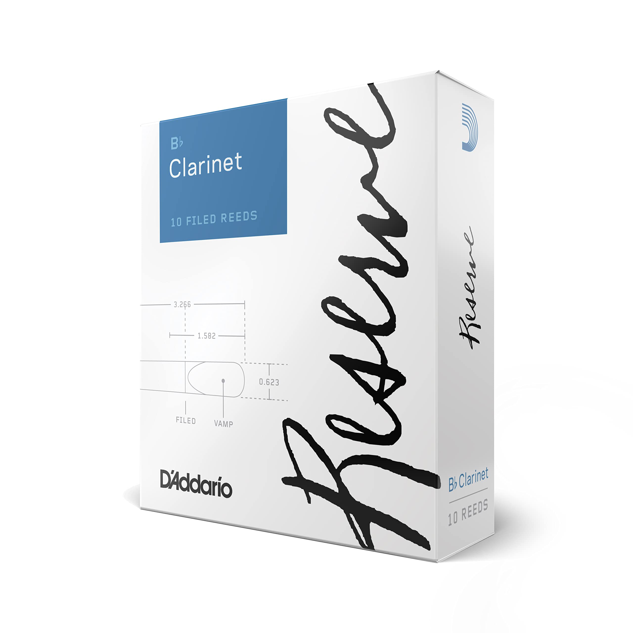 DAddario Reserve Bb Clarinet Reeds, Strength 4.0+, 10-pack