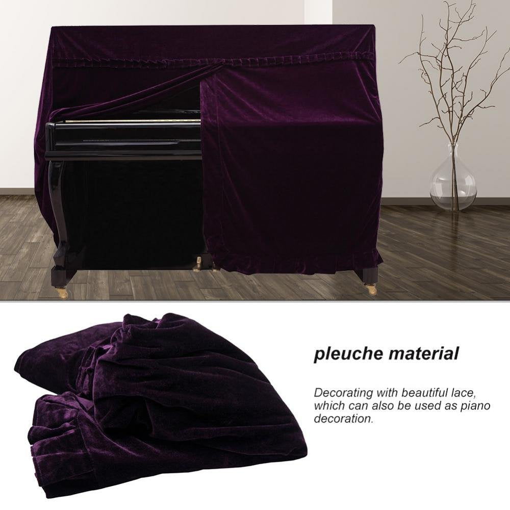Upright Piano Cover, Colorfast Pleuche Full Piano Dust Proof Decorated Cover(Purple)