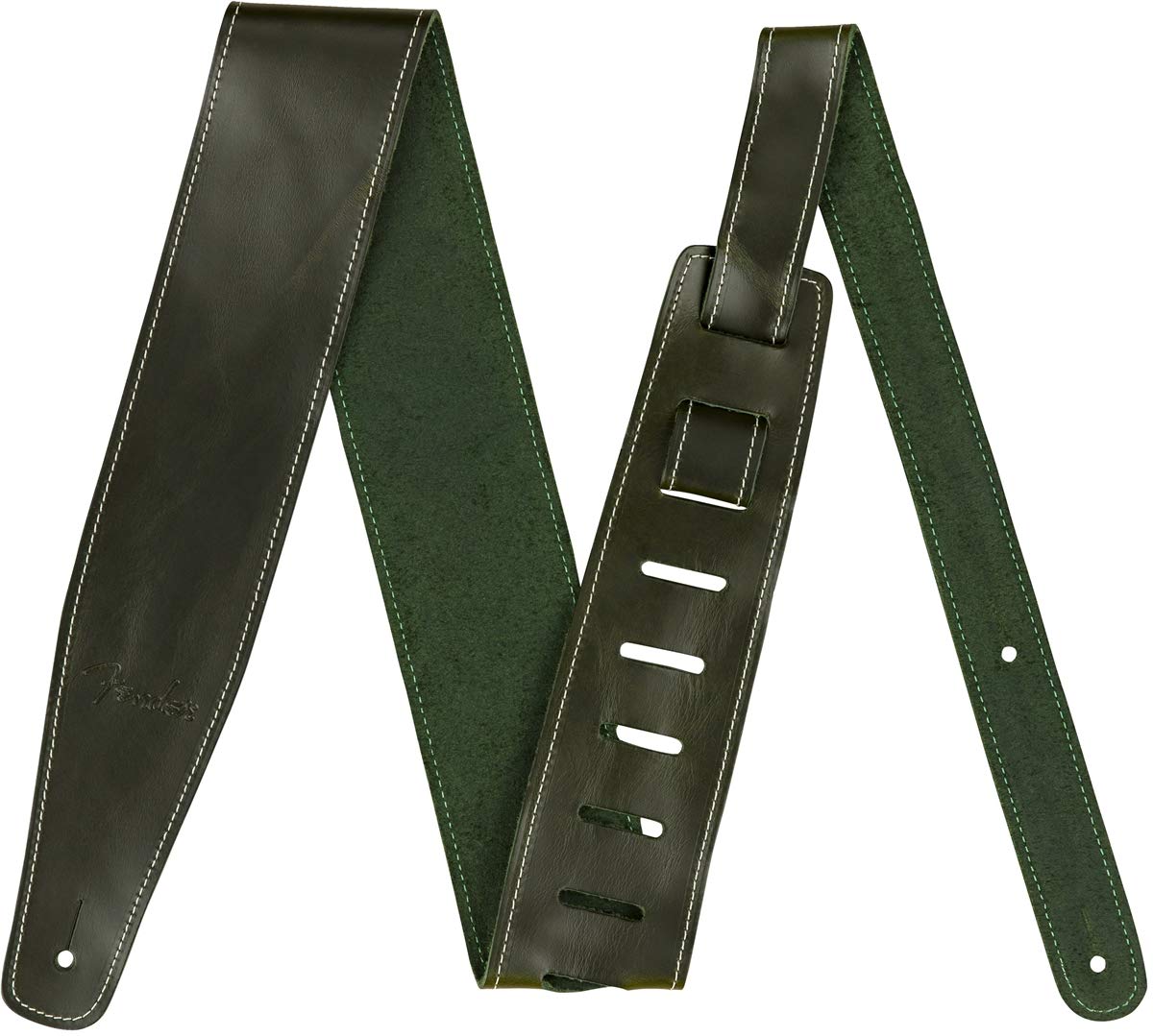 Fender Broken-In Leather Guitar Strap, Guitar Accessories, 2.5In, Green