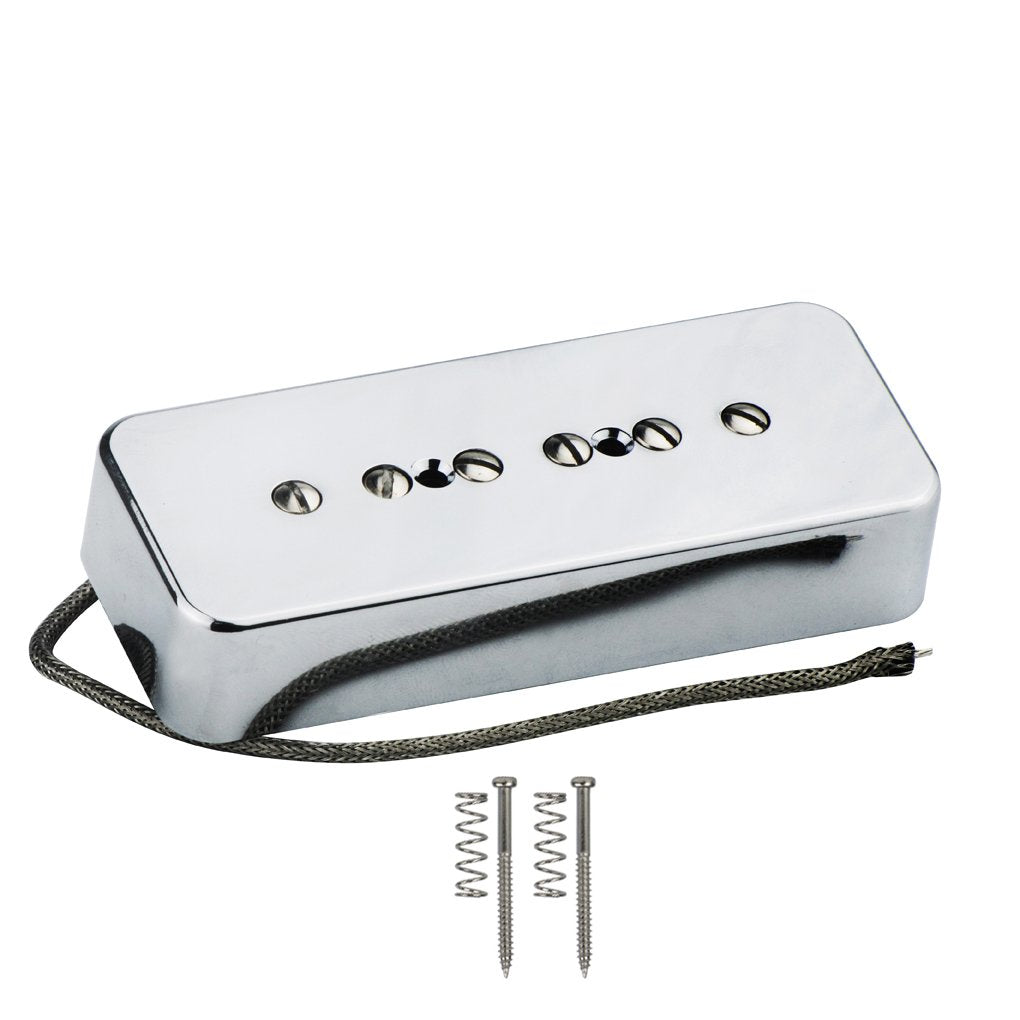 FLEOR Electric Guitar Neck Pickup Single Coil Pickup Chrome P90 Soap Bar Pickups - Alnico 5