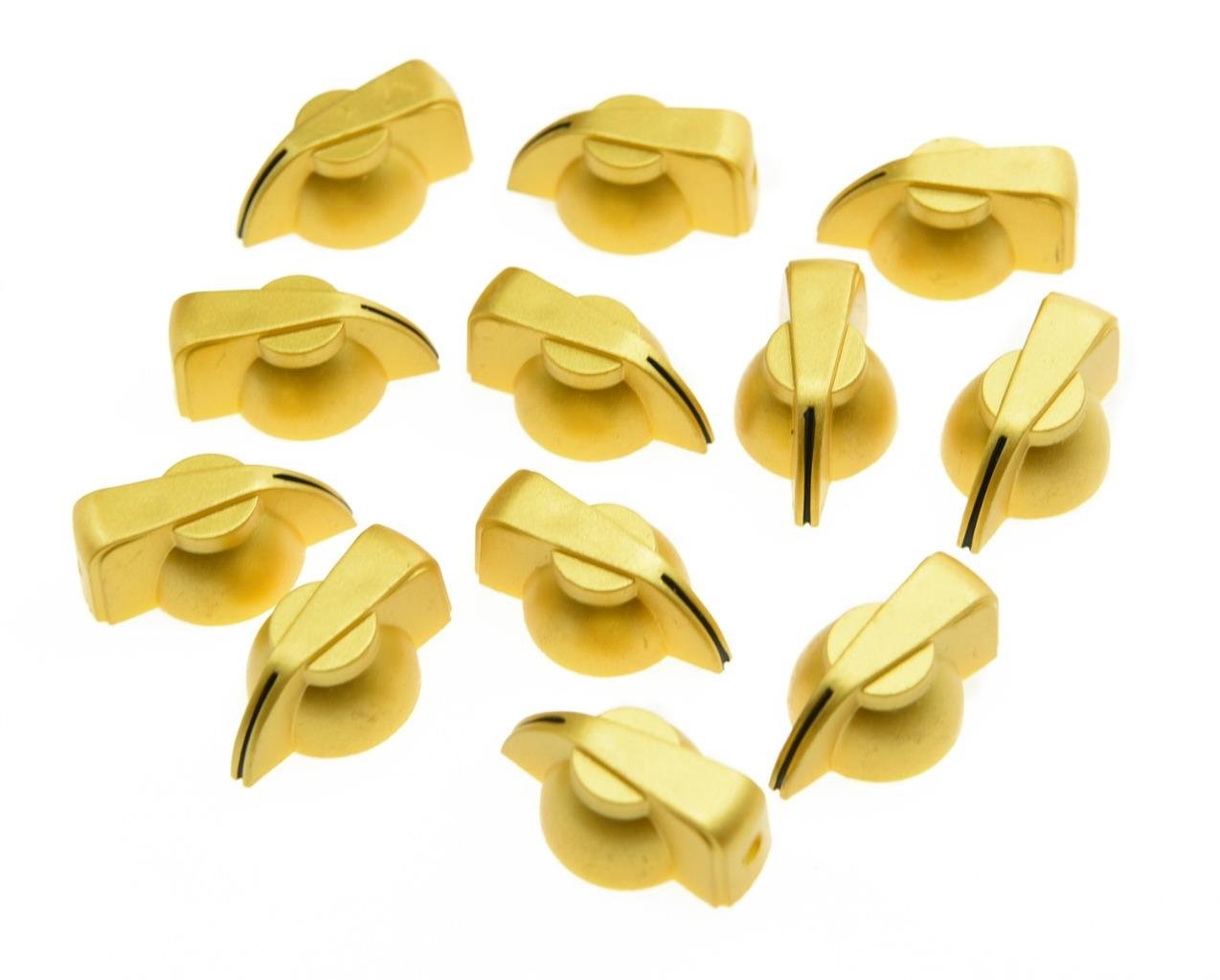 Dopro Pack Of 12 Flat Top Guitar Chicken Head Knob Amp Effect Pointer Knob Gold