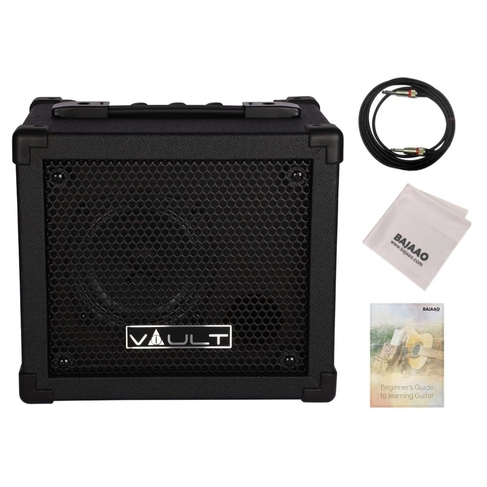 Vault Fury 15 Watt Digital Guitar Combo Amplifier With Effects And 36 Pattern Drum Machine With Cable & Polishing Cloth