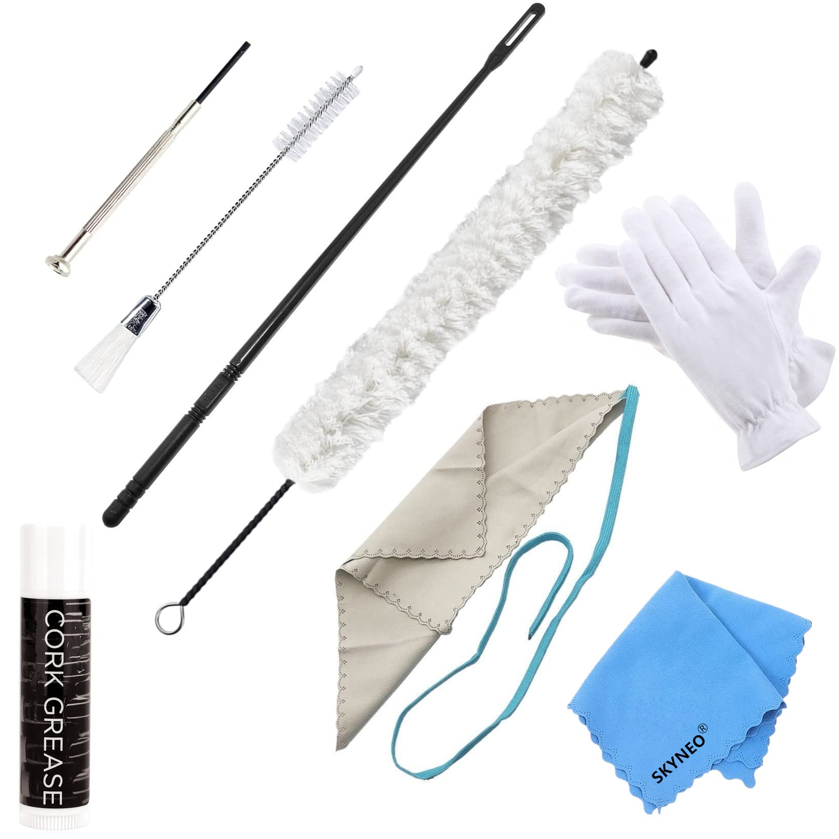 Flute Cleaning Kit Include 1Pc Cotton Cleaning Brush, Flute Swab, Double-End Dust Brush,Flute Cleaning Rod, Screwdriver For Flut