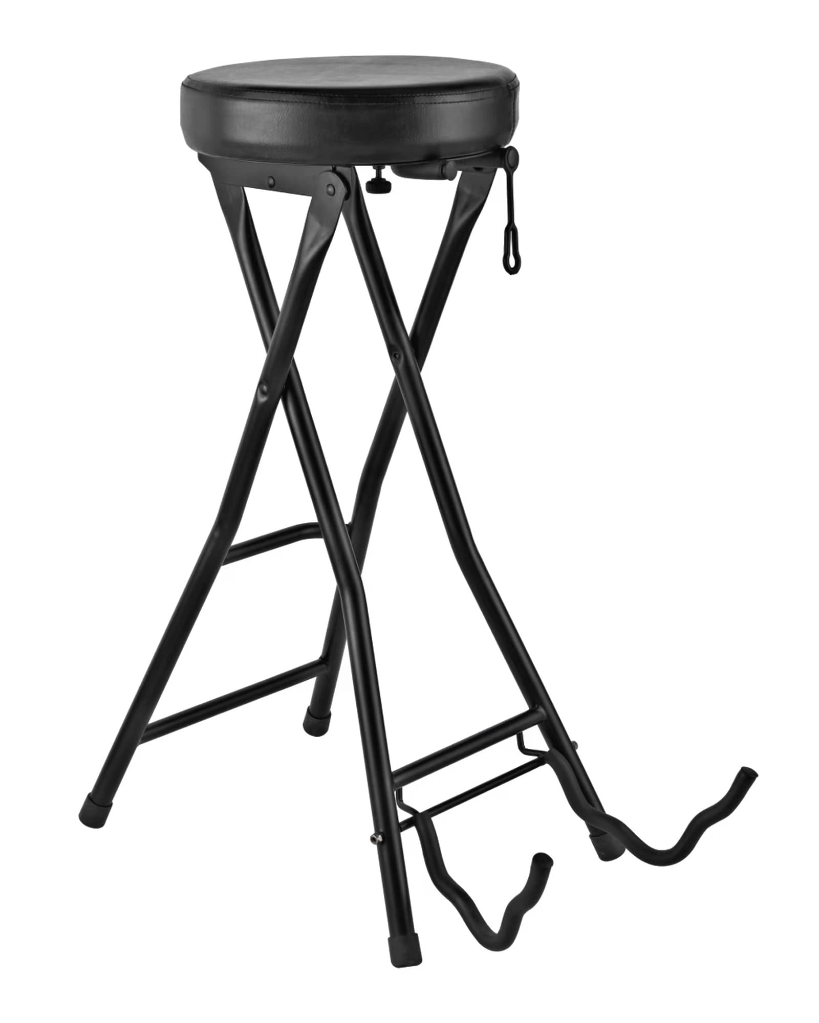 Gearlux Foldable Guitar Stool With Padded Seat, Built-In Guitar Stand, And Molded Cradles For Acoustic, Electric, And Bass Guita