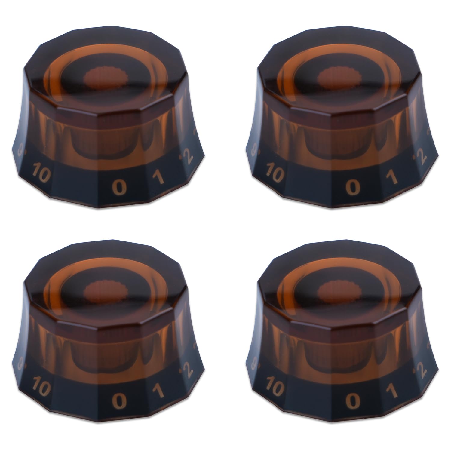 Xiyangjuan 4Pcs Dodecagon Design Transparent Electric Guitar Knobs Brown Speed Control Volume Tone Clera Knob For Prs Lp Sg Les