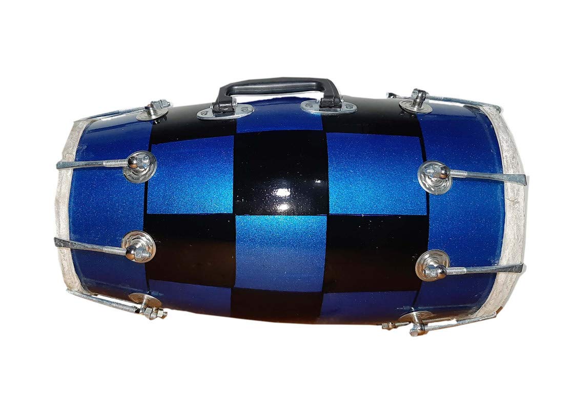 Gt Manufacturers Professional Bolt Fitting Wood Dholak (Blue)