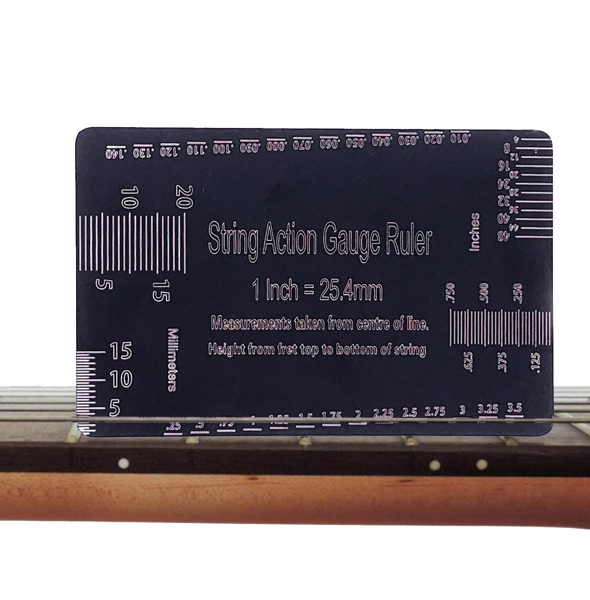 Jiayouy Set of 3 Pieces Luthier Tools Black Plating Guitar Neck Notched Straight Edge String Action Gauge Ruler Fret Rocker for