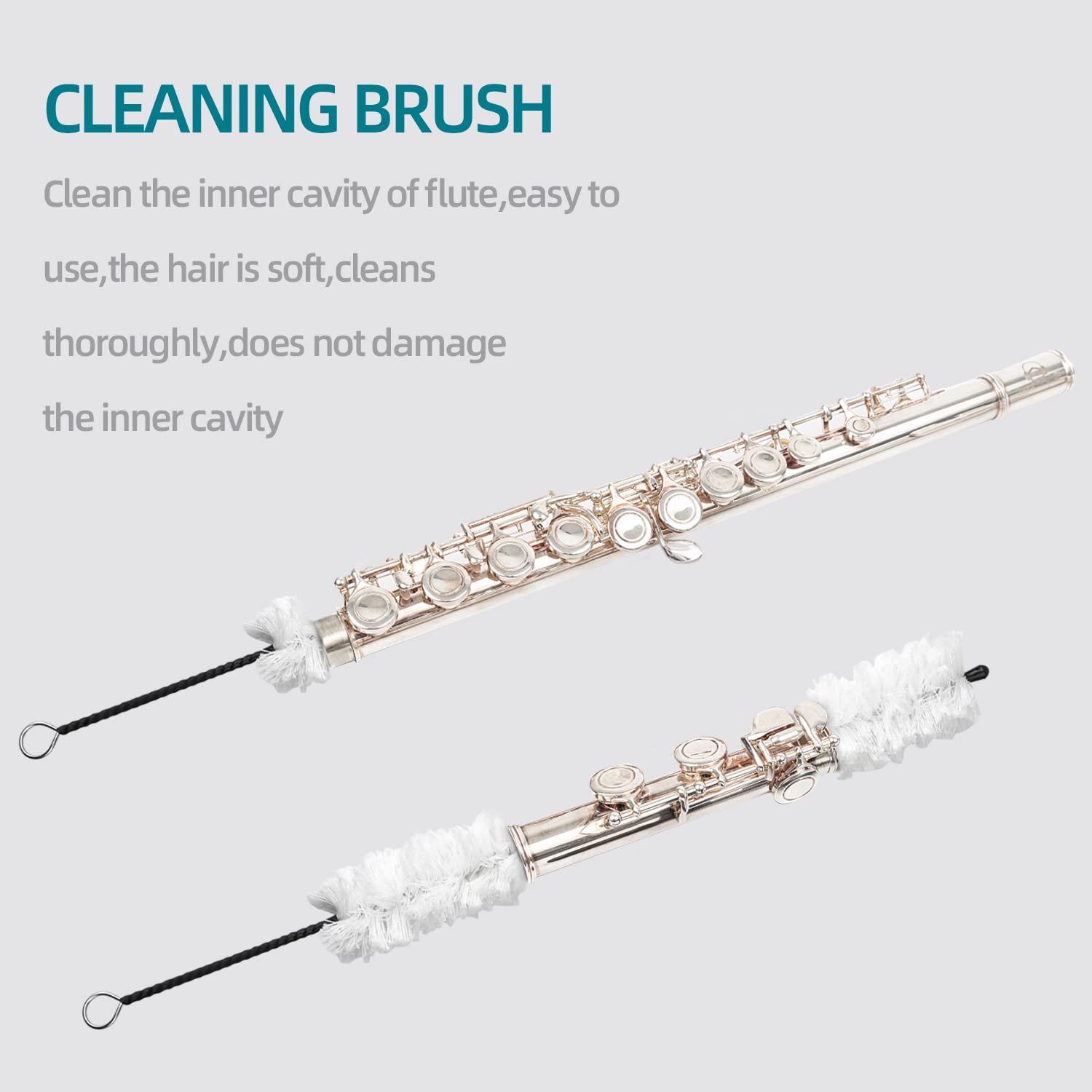 Flute Cleaning Kit Include 1pc Cotton Cleaning Brush, Flute Swab, Double-End Dust Brush,Flute Cleaning Rod, Screwdriver for Flut