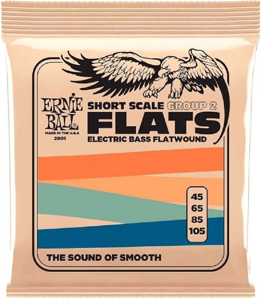 Ernie Ball Flatwound Group 2 Short Scale Electric Bass Strings 45-105 Gauge