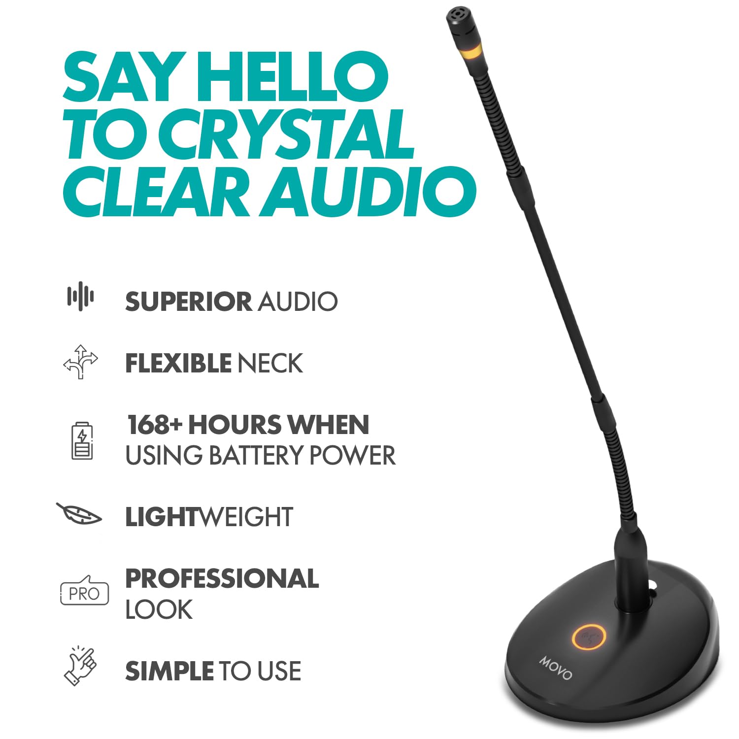 Movo GM-9 Professional 18-inch Gooseneck XLR Podium Microphone for Lectures, Conferences, Streaming, and Video Meetings