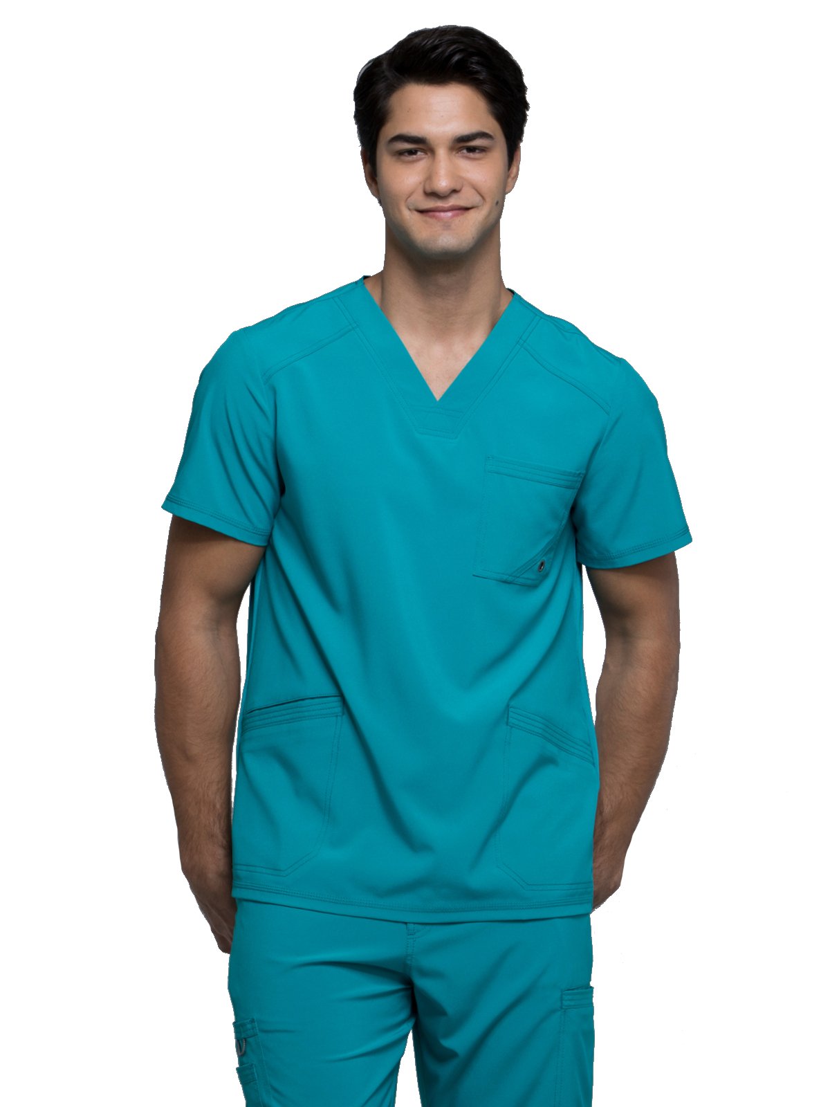 Cherokee Infinity Men Scrubs Top V-Neck Ck900A, Xs, Teal Blue