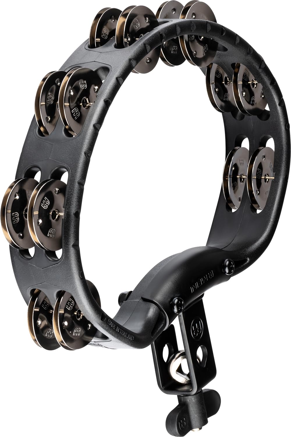 Mountable Tambourine with Stainless Steel Jingles, Double Row - NOT MADE IN CHINA - Black, Guiro Playing Surface, 2-YEAR WARRANT