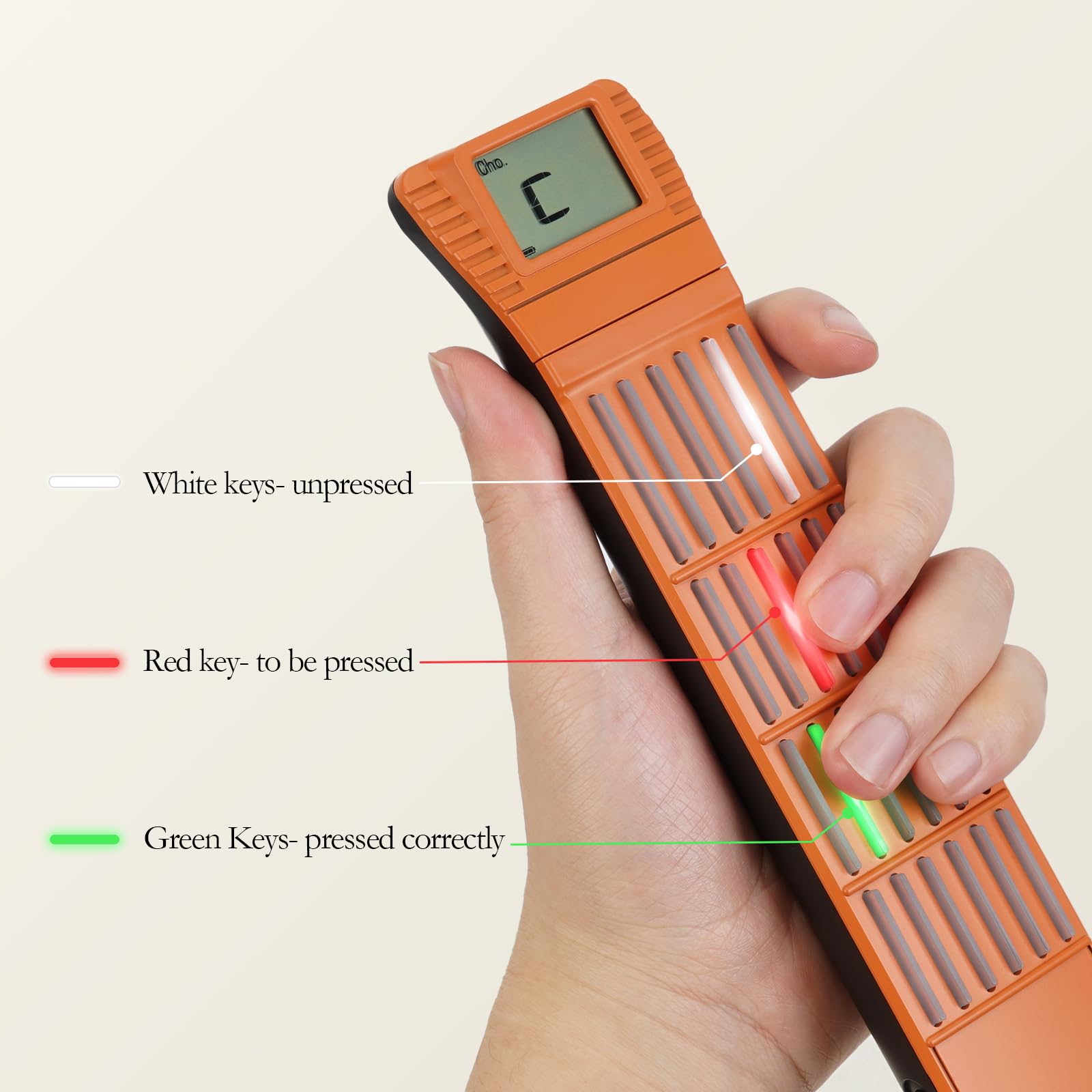 Ueteto Smart Pocket Guitar, Mini Chord Trainer with Rotatable Screen and Lighting Feedback, Three Modes for Guitar Beginners, Tr