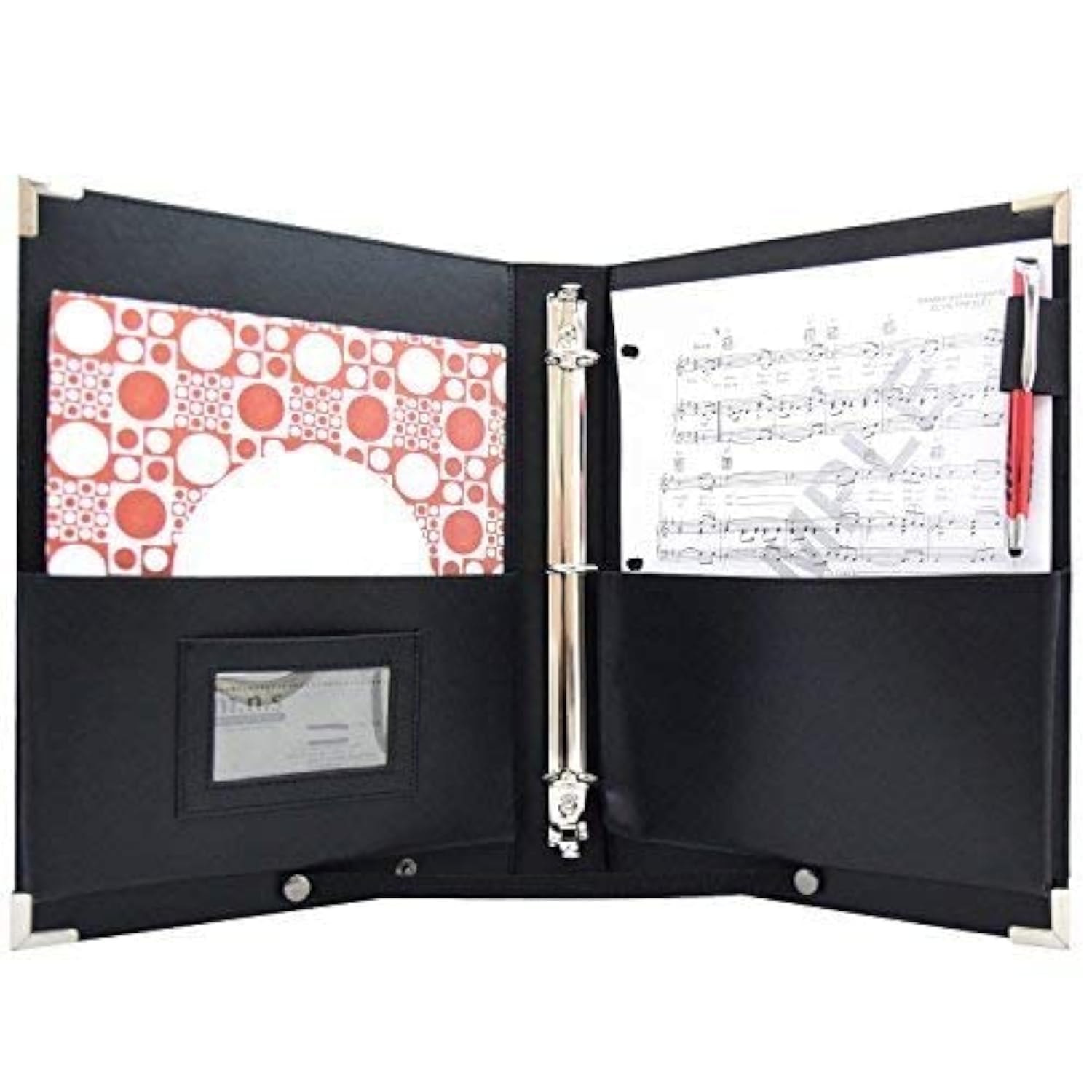 Orginal -MSP PU Leather Sheet Music Holder | 9.5 x 12 - Music Folder with Hand Strap for Musician- Improved Design (3 Ring Binde