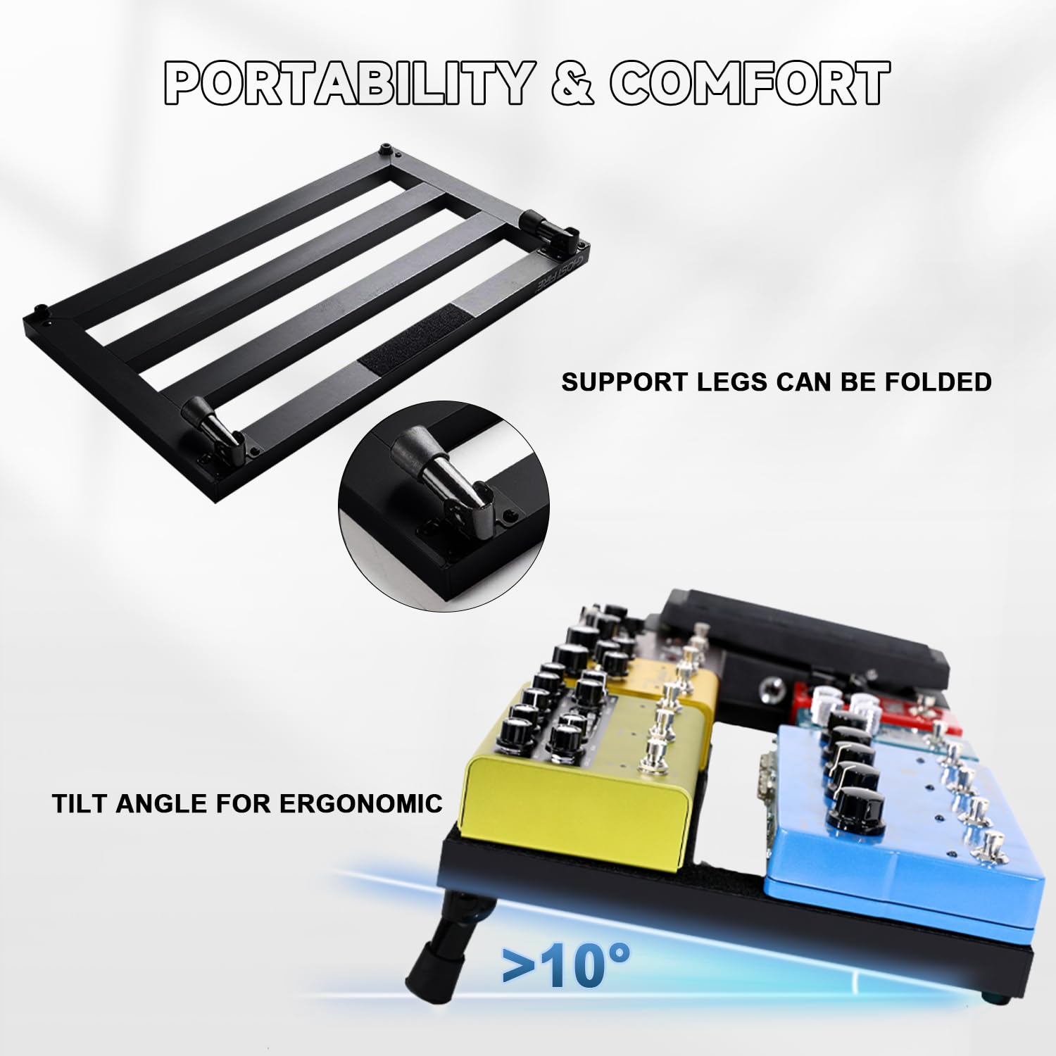 Ghost Fire Guitar Pedal Board Aluminum Alloy 1.76lb Super light Effect Pedalboard 19.8''x11.5'' with Carry Bag,SPL-04 and Power