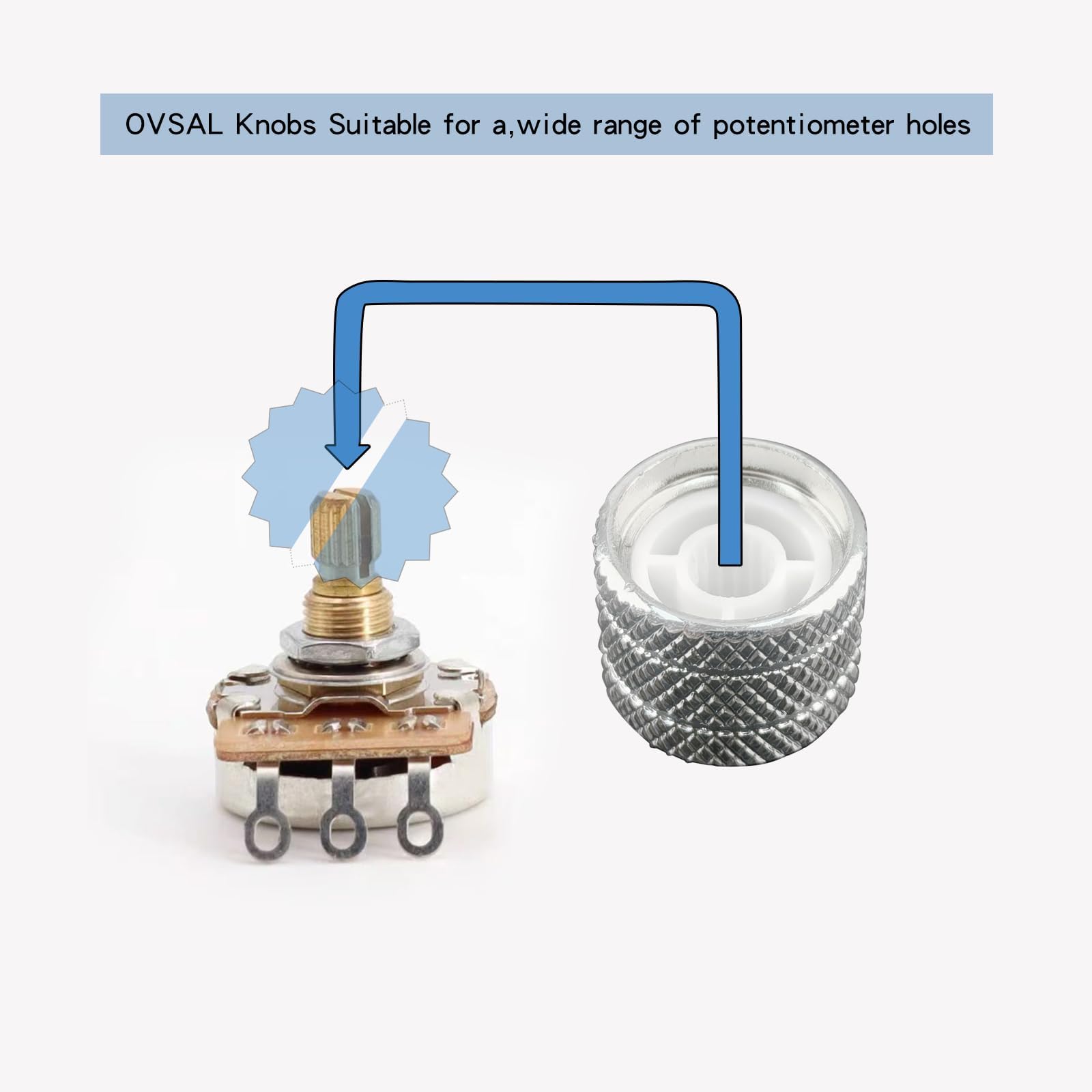 OVSAL 3Pcs Bass Guitar Knobs Abalone Shell Dome Metal Guitar Volume Tone Knobs Electric Guitar Parts for Feder Strat Telecaster