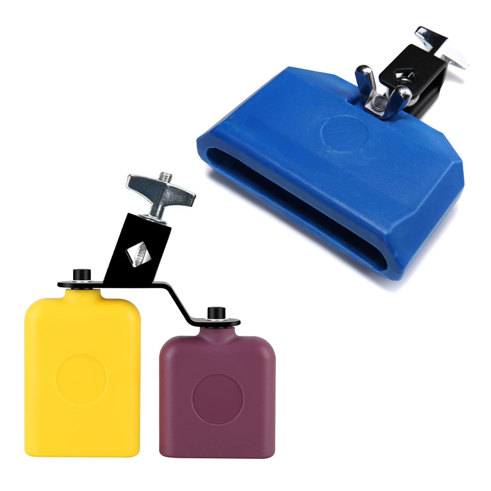 MOONBACK Jam Block Set, Plastic Cow Bell Double Sambago Bell And Musical Percussion Block, Latin Percussion Instrument Kit