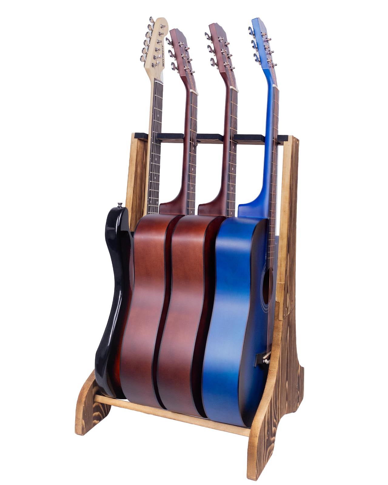 4 Multiple Guitar Stand Racks,Guitar Holder With Protective Velvet Band,Wooden Guitar Display Holder For Acoustic, Electric Guit
