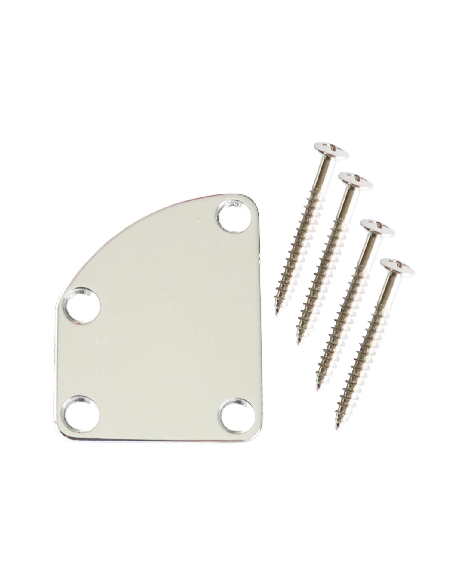 Metallor Electric Guitar Neck Plate Curved Cutaway Semi Round Neck Joint Back Mounting Plate 4 Holes with Screws Compatible with