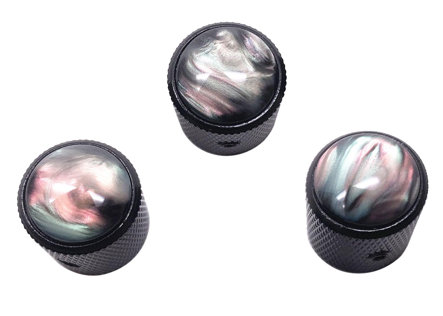 TUOREN 4Pcs Pearl Top Guitar Dome Knob Volume Tone Control Knobs with Allen Keys for Electric Guitar or Precision Bass Black