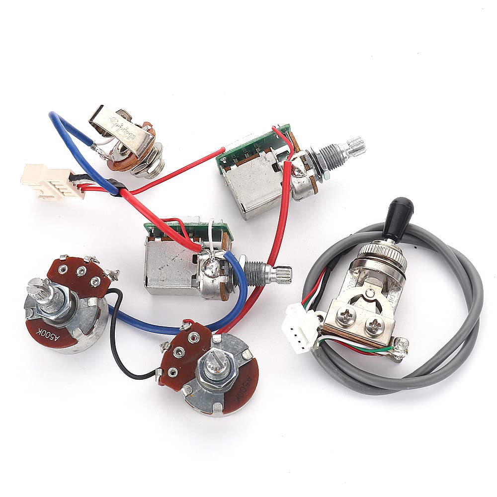 Xiyangjuan Electric Guitar Wiring Harness Pickup Pro Wiring Harness Push Pull Pots/W 3 Way Switches For Lp Sg Style Guitar