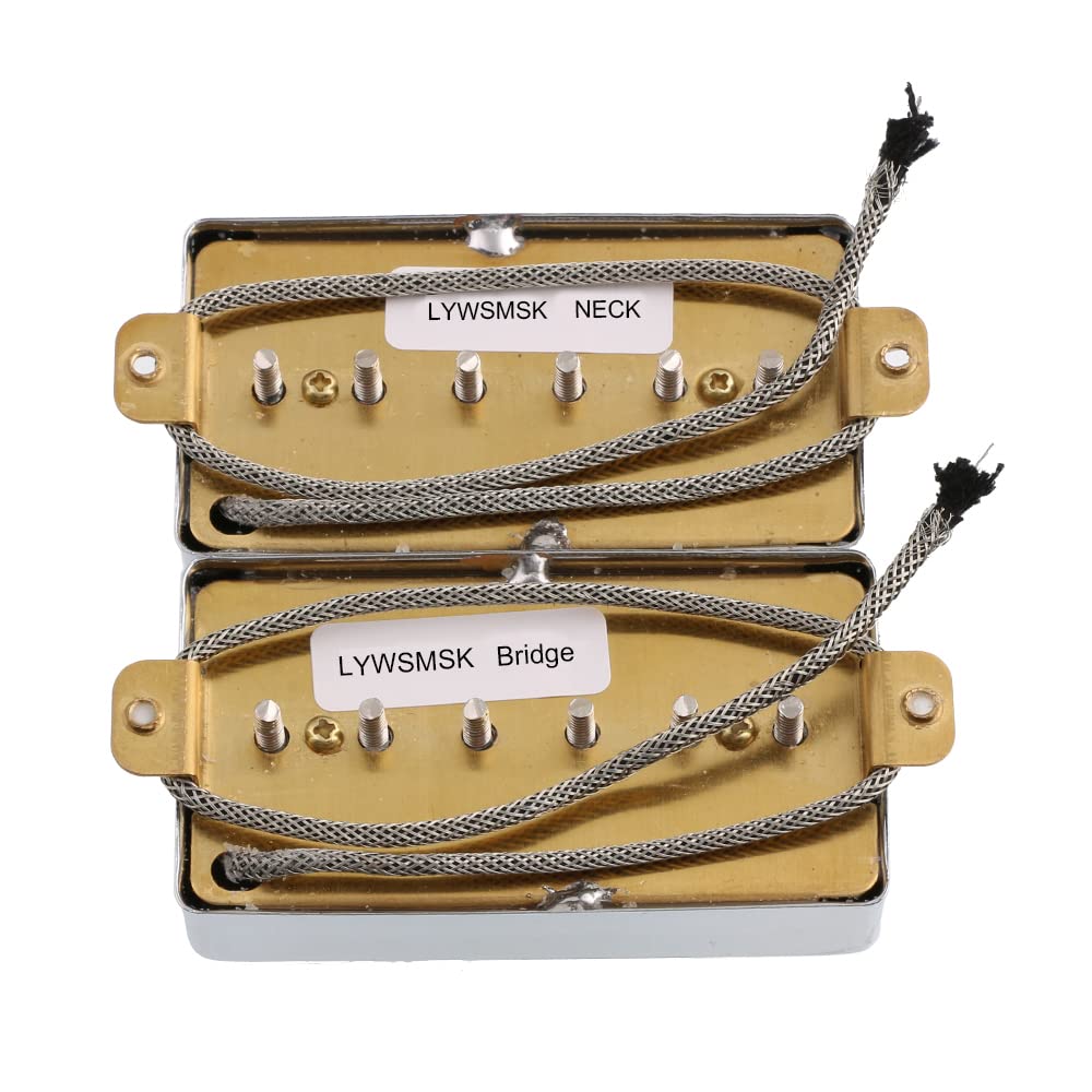 LYWSMSK Alnico 5 Magnet Humbucker Sized P90 Electric Guitar Pickups Neck & Bridge Pickups (Chrome)