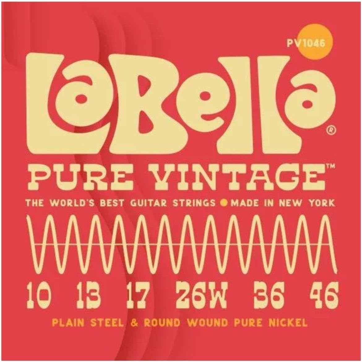 La Bella Pv1046 Pure Vintage Electric Guitar Strings, Regular 10-46
