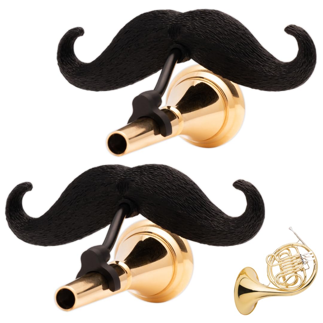 Brasstache - (2-pack) Clip-on Mustache for French Horn Mouthpiece, XL (2-Pack, French Horn)