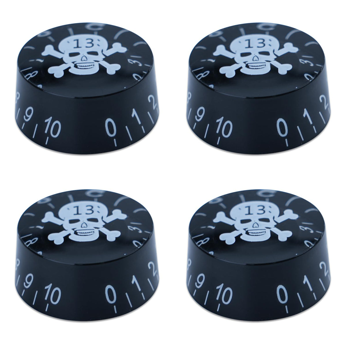 Xiyangjuan 4Pcs Skull Guitar Knobs Black White Cartoon Top Hat Speed Volume Tone Control Knobs For Lp Style Electric Guitar Repl