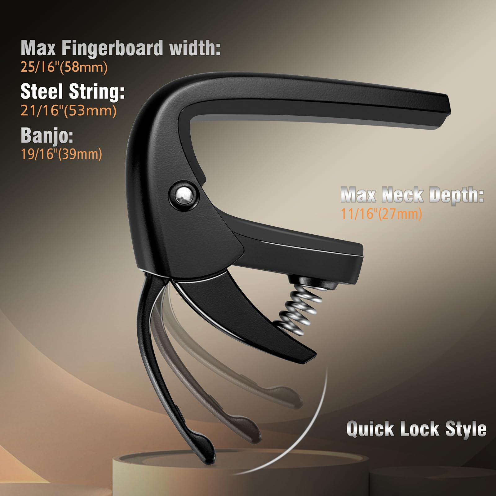 VEINTICO High-end Pro Guitar Capo for 6 Strings Acoustic and Electric Guitars with Quick Lock Performance-Black