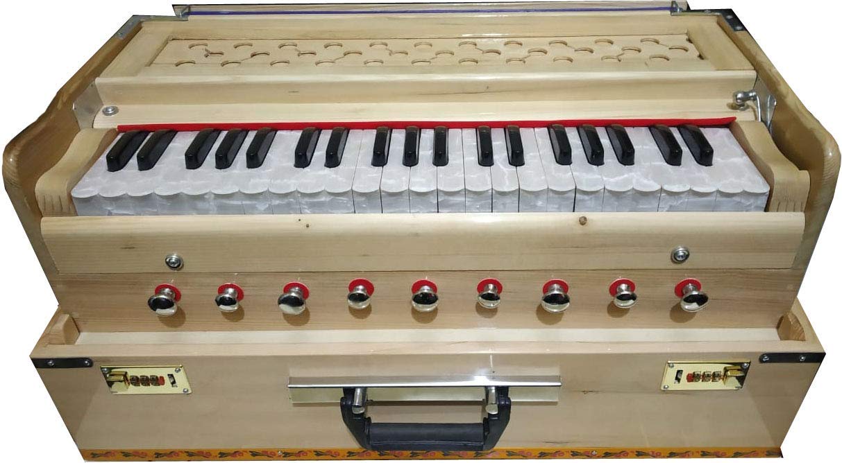Jyotaksh Store Best Harmonium 9 Stopper(Portable), Chudidaar 7 Bellow, 42 Key, Two Reed(Bass-Male),3 1/2 Octave,Coupler, Harmoni