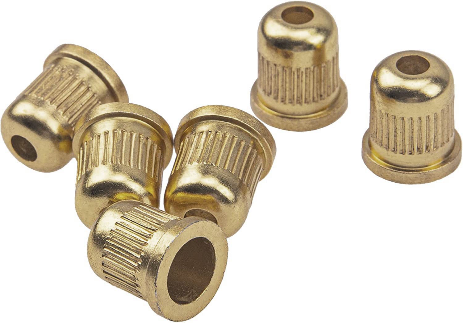 TUOREN Guitar String Through Body String Ferrules Compatible with Vintage Telecaster Strat Style Electric Guitar (Gold)