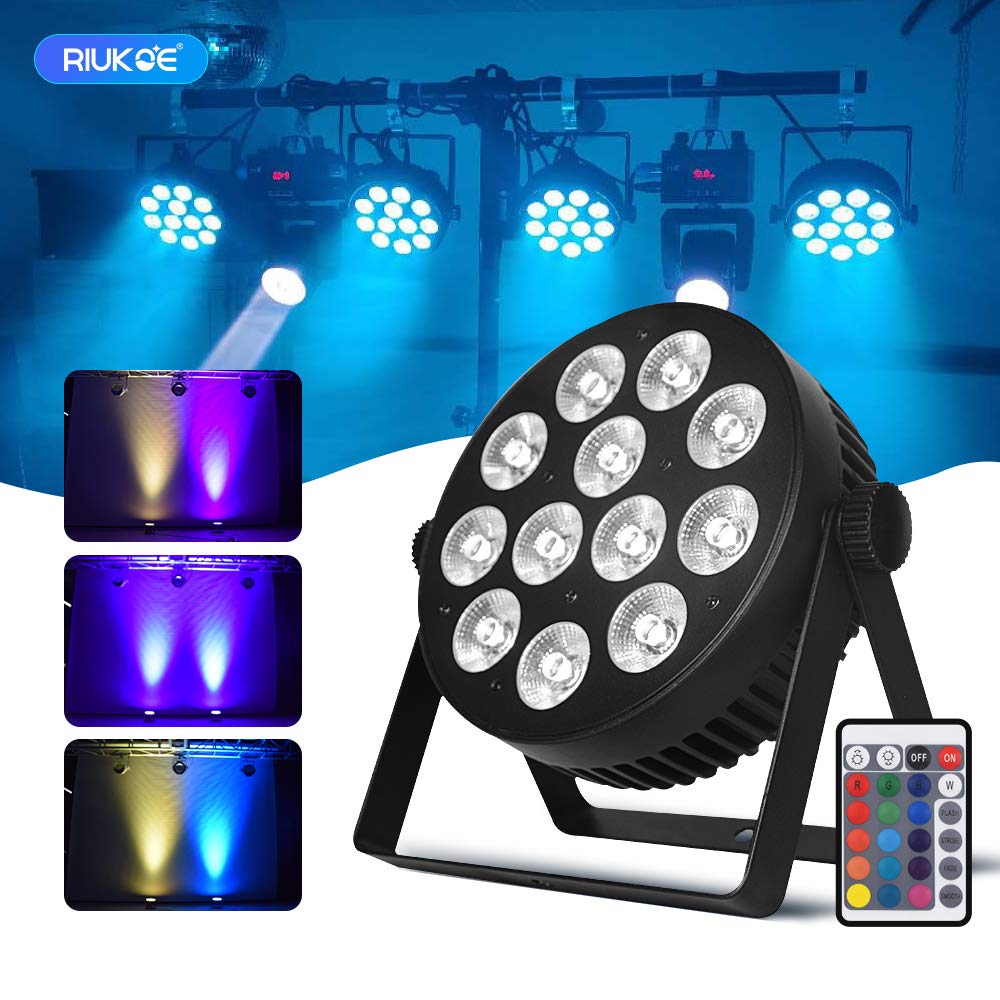 Riukoe Stage Light Led Par Aluminum Cast Fanless Accent Light Dmx Rgbw 96W Dj Lights Sound Activated Powerful Slimpar Led Wash U