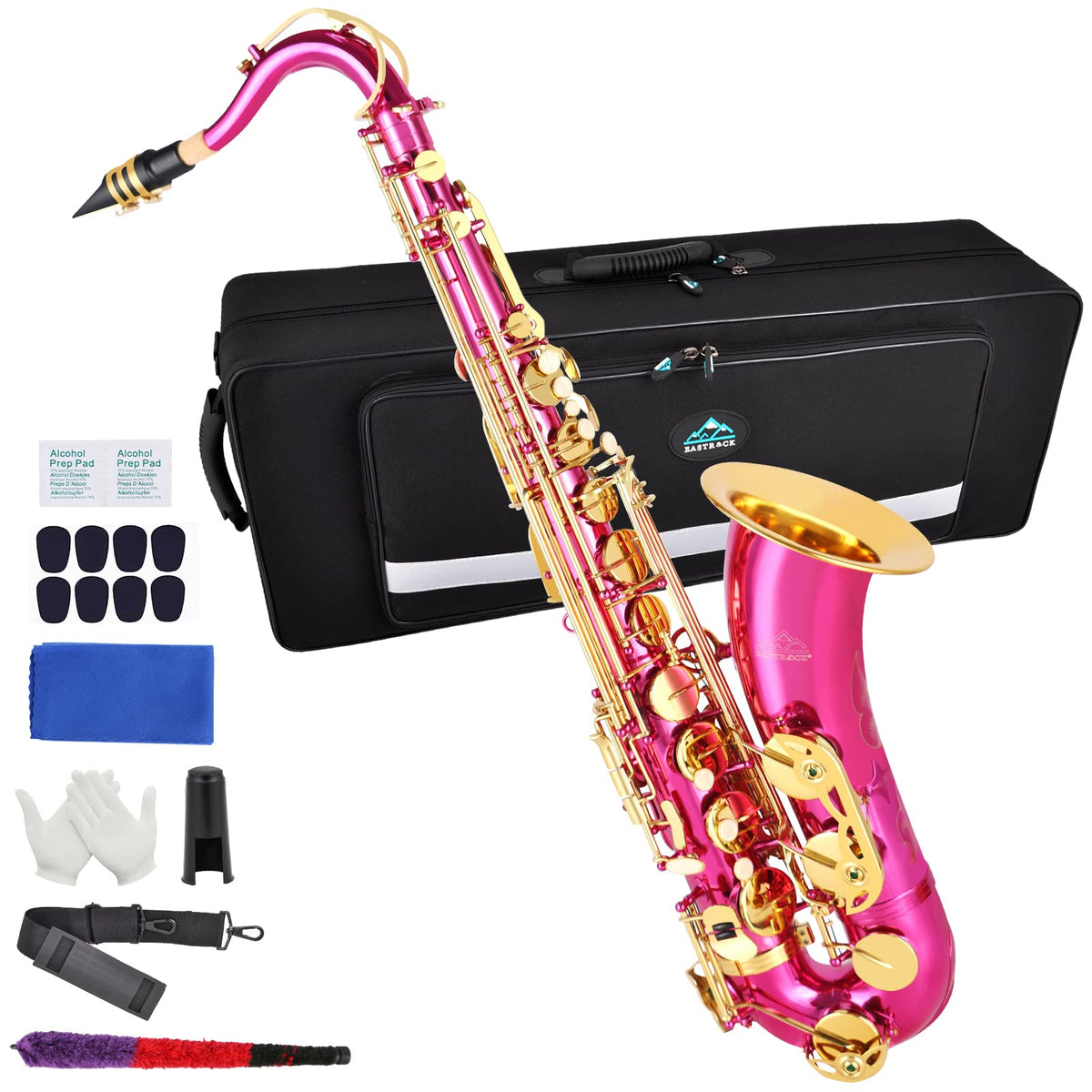 Eastrock Pink Tenor Saxophone B Flat Tenor Sax Professional Tenor Saxophone For Beginners Students Kids And Musicians With Carry