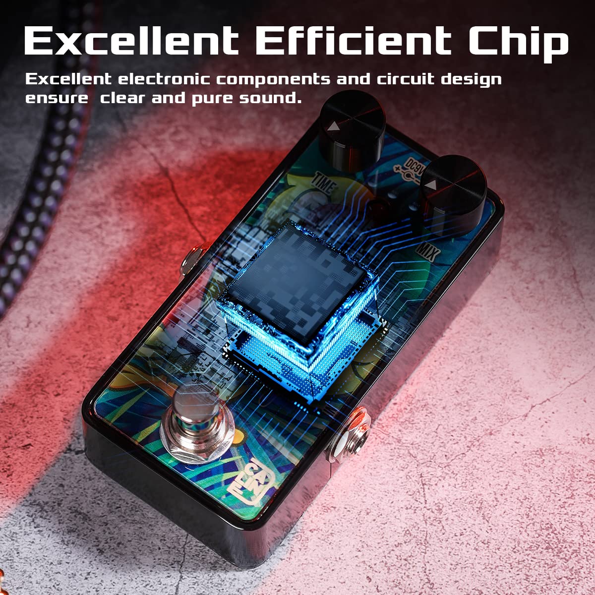 Caline Mini Guitar Delay Pedal G Series G010 Digital Delay Effect for Classic 80s for Bass Electric Guitar, Single Type DC 9V