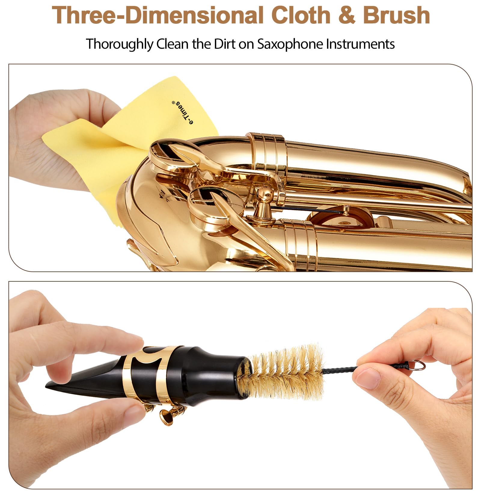 Saxophone Cleaning Cloth Kit, for Alto Tenor Soprano Sax and Other Wind & Woodwind Instruments, Including 1 * Cleaning Cloth and