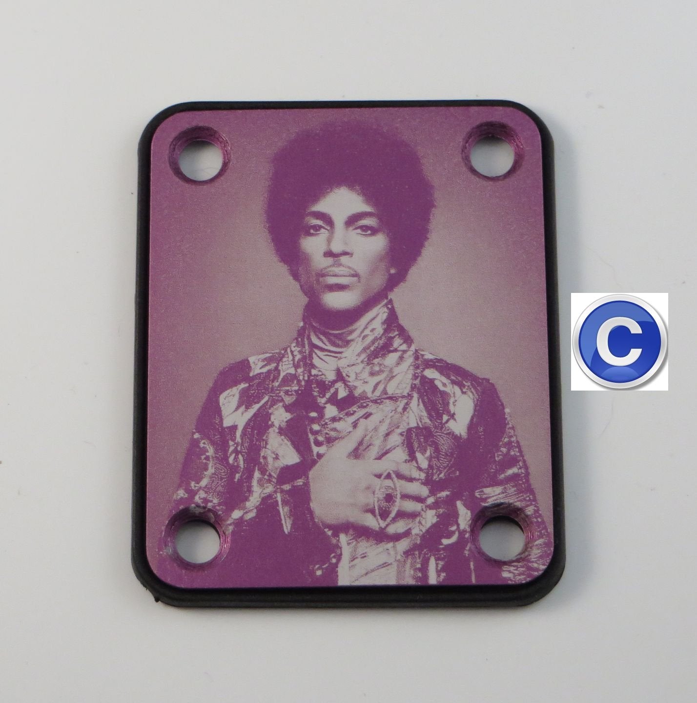 Prince Tribute Purple Guitar Neck Plate - Choose Design - Custom Engraved - Standard 4 Bolt