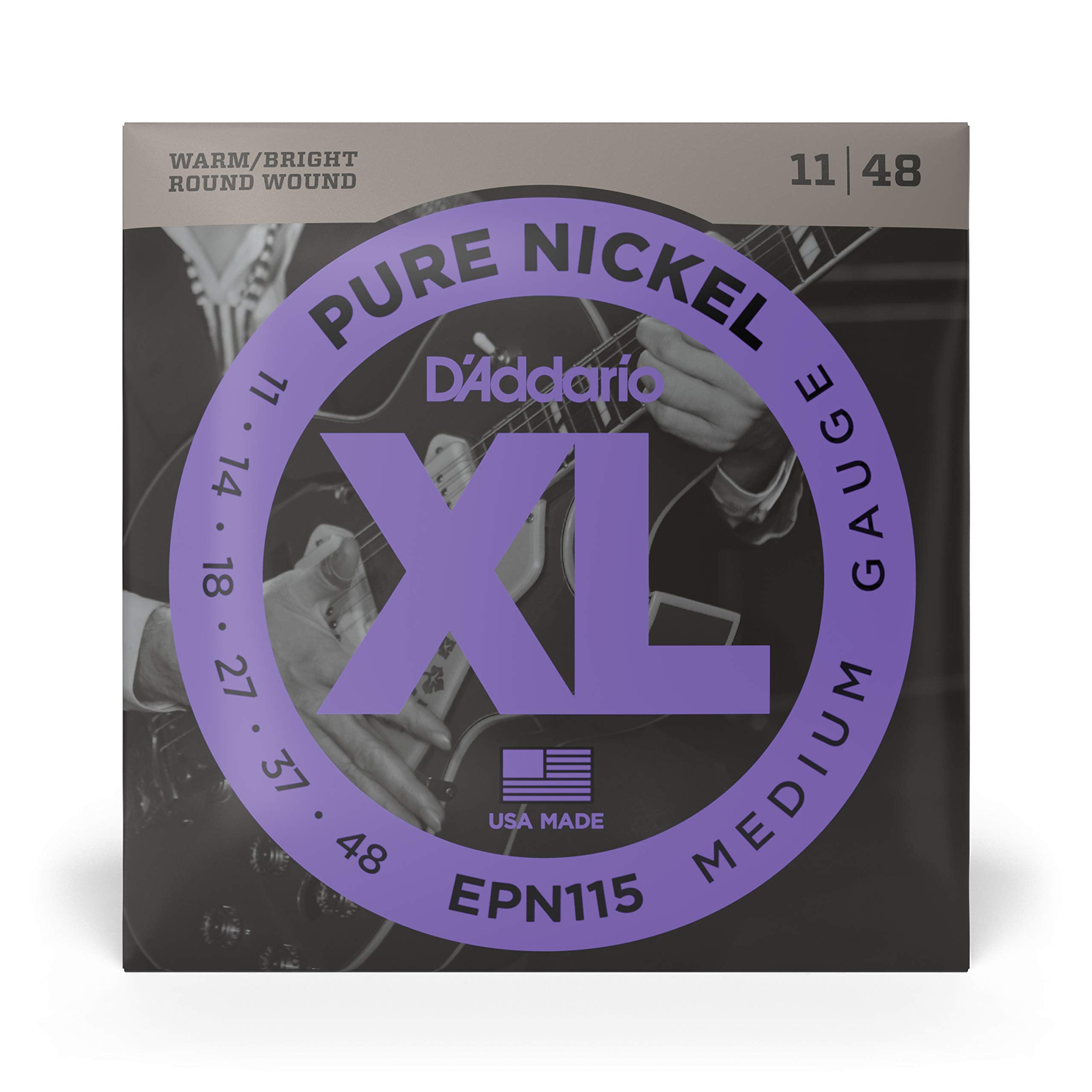 D'Addario Guitar Strings - XL Pure Nickel Electric Guitar Strings - Round Wound - Warm, Bright, Vintage Sound - EPN115 - Blues/J