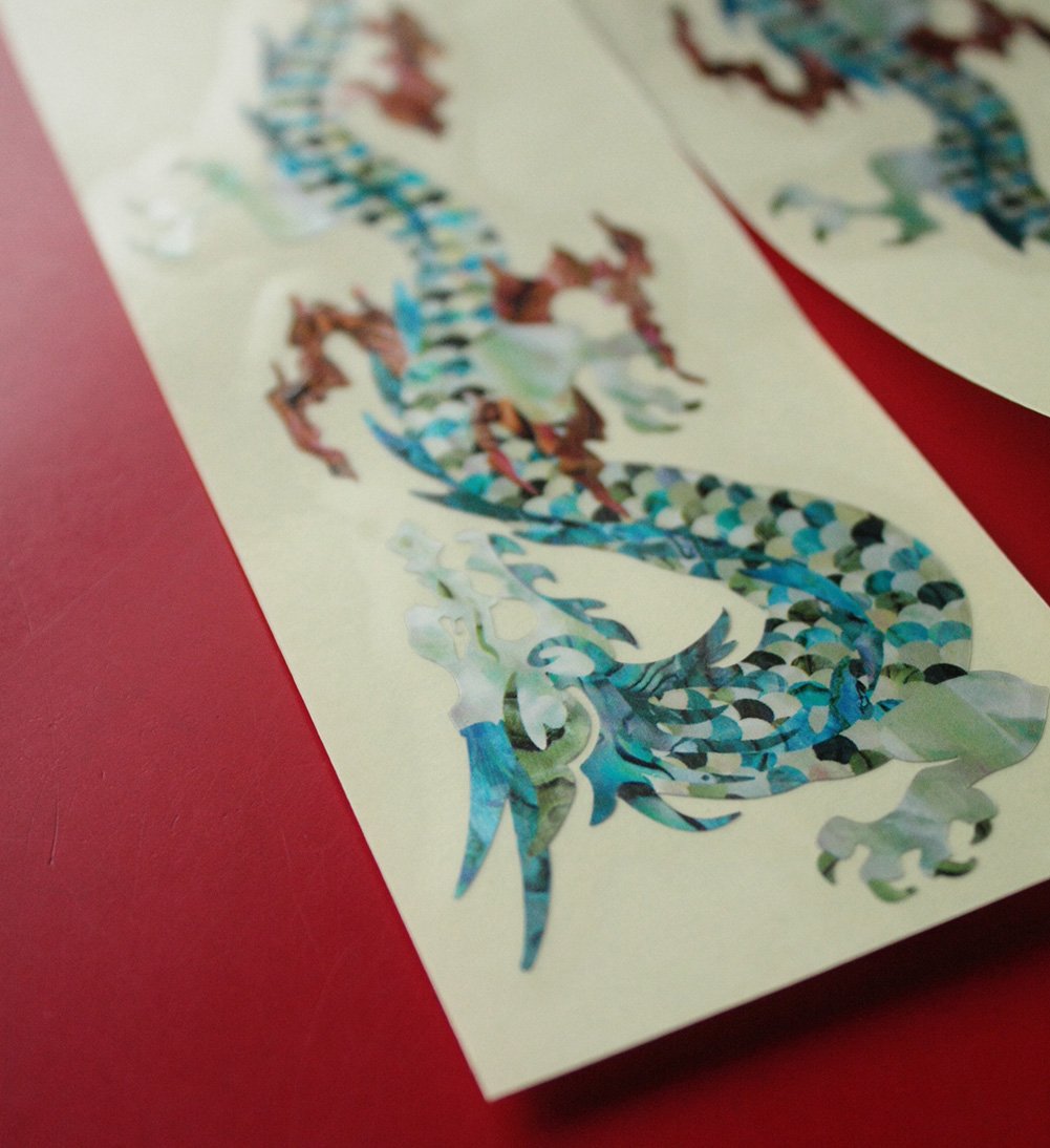 Jockomo Dragon Dragon WT Symmetrical Set Perfect for Guitar Bass Inlay Sticker