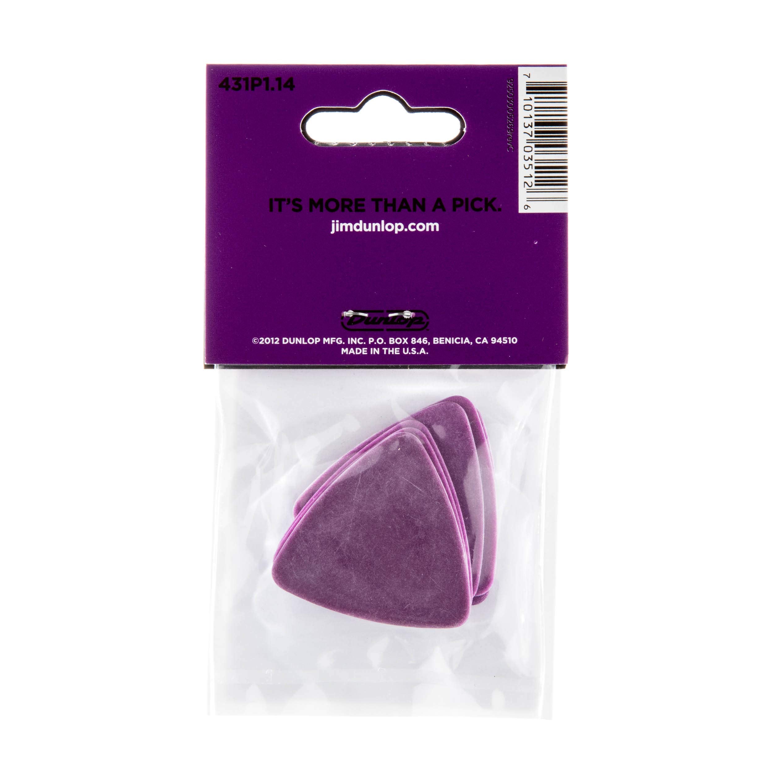 JIM DUNLOP 431P1.14 Tortex Triangle, Purple, 1.14mm, 6/Player's Pack
