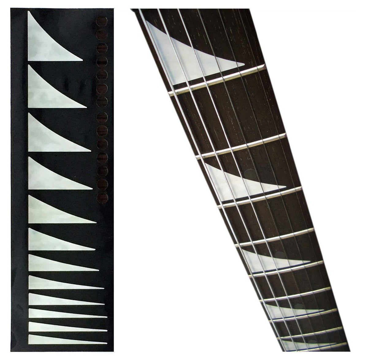 Jockomo Shark Fin (White Pearl) With Rosewood Dot Guitar Inlay Sticker