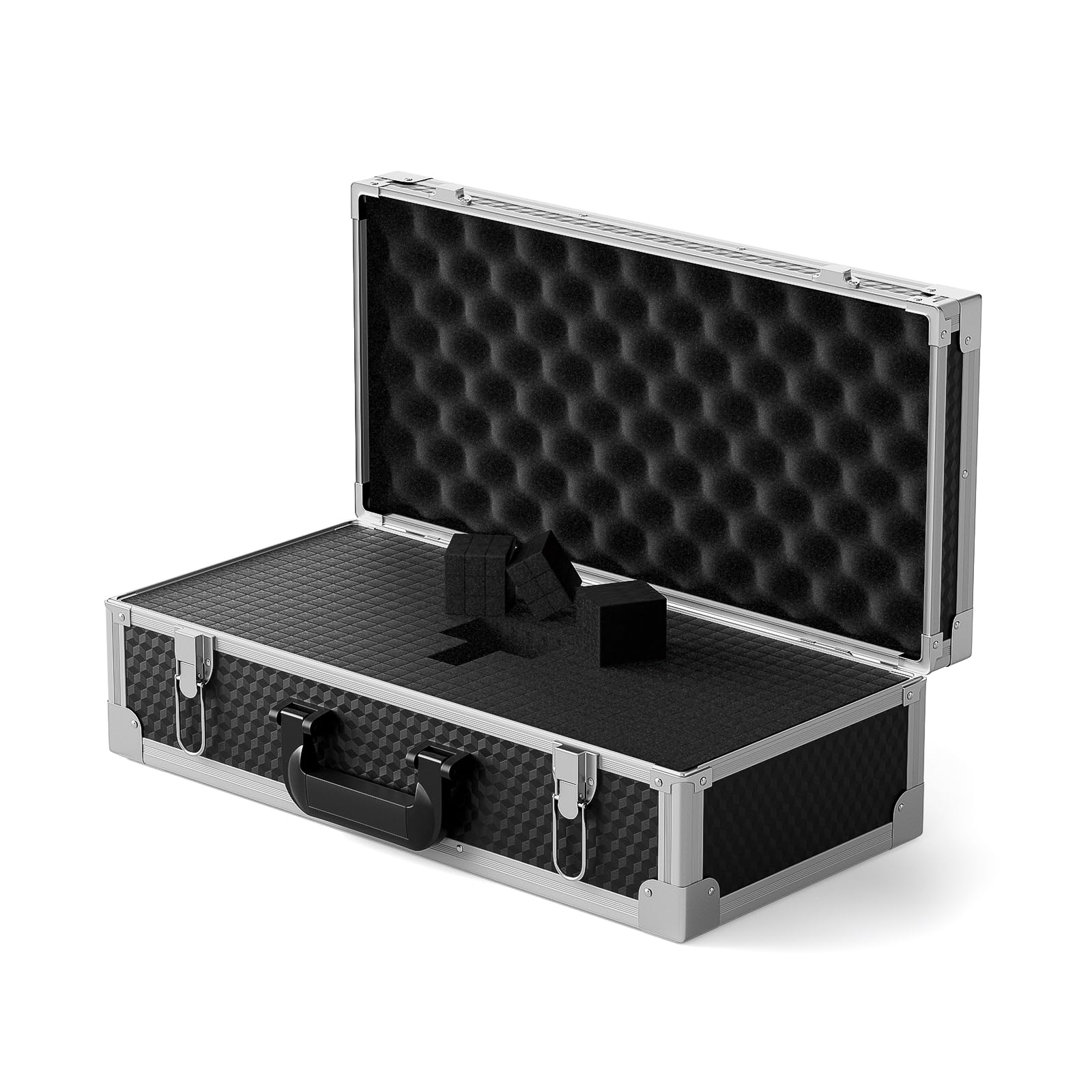 Phenyx Pro Aluminum Alloy Frame Carrying Case with Two-layer Pre-Diced Pick and Pluck Foam, Ideal Quad-Channel Wireless Mic Syst
